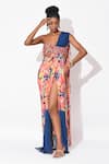 Buy_Rishi & Vibhuti_Multi Color Crepe Embroidery Sequins One Fusion Flame Floral Print Gown_at_Aza_Fashions