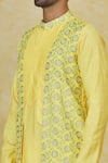 Shop_Priyanka Haralalka_Yellow Bhagalpur Silk Embroidered Resham Work Panelled Kurta Set _Online_at_Aza_Fashions