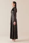 Buy_TheRealB_Black Viscose Lace Embroidered Floral High Collar Work Maxi Dress _Online_at_Aza_Fashions