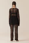 Shop_TheRealB_Black Viscose Lace Embroidered Floral V Neck Work Top And Pant Set _at_Aza_Fashions