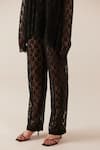 Buy_TheRealB_Black Viscose Lace Embroidered Floral V Neck Work Top And Pant Set _Online_at_Aza_Fashions