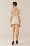 Shop_TheRealB_White Linen Solid Shorts_at_Aza_Fashions