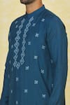 Shop_Priyanka Haralalka_Blue Cotton Embroidered Mirror And Thread Work Kurta Set _Online_at_Aza_Fashions