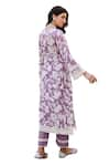 KARAJ JAIPUR_Purple Kurta And Pant Cotton Printed Floral V Neck Set _Online_at_Aza_Fashions