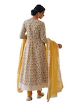 Shop_KARAJ JAIPUR_Yellow Angrakha Anarkali And Pant Cotton Printed Floral Vine Scallop V Neck Set