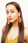 Moirra_Orange Sequins Khushi Starlet Fleur Danglers _Online_at_Aza_Fashions