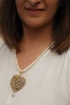 Moirra_Gold Plated Zari Knot Yaadein Pendant Necklace_Online_at_Aza_Fashions