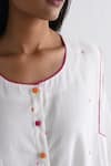 Shop_Shorshe Clothing_Ivory Jamdani Cotton Woven Dot Round Choga Shirt With Salwar_Online_at_Aza_Fashions
