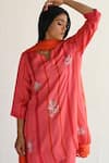 Shop_Shorshe Clothing_Pink Silk Printed Floral V-neck Kurta With Pant_Online_at_Aza_Fashions