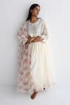 Shorshe Clothing_Ivory Mul Chanderi Embellished Cutwork Lace Bodice Anarkali With Printed Pant_Online_at_Aza_Fashions
