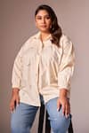 neetiandmudita_Ivory Cotton Embroidered Diamante Collared Shirt _Online_at_Aza_Fashions