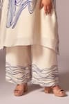 neetiandmudita_Off White Crepe Silk Stencil Ink High Neck Kaftan Tunic With Pant _Online_at_Aza_Fashions