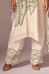 Buy_neetiandmudita_Off White Crepe Silk Stencil Ink High Neck Kaftan Tunic And Pant Set _Online_at_Aza_Fashions