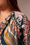 Shop_neetiandmudita_Multi Color Crepe Silk Abstract V Neck Pattern Cowl Dress _Online_at_Aza_Fashions