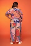 Shop_neetiandmudita_Multi Color Crepe Silk Print Abstract Floral Boat Neck Top With Pant _at_Aza_Fashions