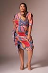 Buy_neetiandmudita_Multi Color Crepe Silk Print Abstract Round Neck Tropical Dress_at_Aza_Fashions