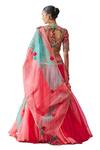 Shop_Tarun Tahiliani_Multi Color Shot Organza Embroidered Phulkari V Neck Layered Lehenga Blouse Set