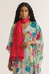 Buy_Vishala Shree_Green Crepe Silk Print Floral Garden V Neck Dianthus Kurta Pant Set_Online_at_Aza_Fashions