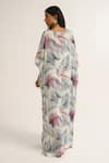 Shop_Vishala Shree_White Crepe Silk Print Tropical Scoop Neck Squill Kaftan _at_Aza_Fashions