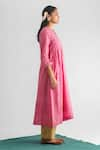 Shop_Mushio_Pink Kurta Chanderi Silk Woven Floral V Madhurima Motif Pattern With Pant _Online_at_Aza_Fashions