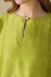 Buy_Mushio_Green Chanderi Silk Plain Round Neck Paavna Kurta_Online_at_Aza_Fashions
