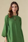 Buy_Mushio_Green Kurta Chanderi Woven Floral Round Neck Vrinda Pattern Pant Set _Online_at_Aza_Fashions