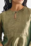 Buy_Mushio_Green Tissue Embellished Bead Keyhole Abhilasha Kurta _Online_at_Aza_Fashions