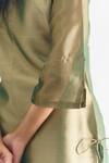 Mushio_Green Tissue Embellished Bead Keyhole Abhilasha Kurta _at_Aza_Fashions