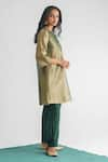 Buy_Mushio_Green Handwoven Chanderi Tissue Embellished Bead Gul Floral Threadwork Kurta _Online_at_Aza_Fashions