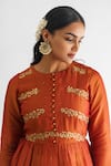 Buy_Mushio_Orange Chanderi Silk Threadwork Round Resham Floral Anarkali _Online_at_Aza_Fashions