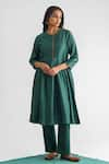 Buy_Mushio_Green Chanderi Silk Embellished Pleated Round Mishika Bodice Anarkali _at_Aza_Fashions