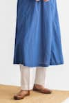 Mushio_Blue Kurta Chanderi Silk Embellished Bead Round Lavanya Straight With Pant _Online_at_Aza_Fashions