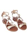 Nine By Janine_Gold Criss-cross Strap Lima Criss Cross Sandals _Online_at_Aza_Fashions