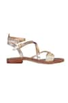 Buy_Nine By Janine_Gold Criss-cross Strap Lima Criss Cross Sandals _Online_at_Aza_Fashions