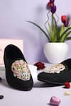 Shop_Cilwana Studio_Black Floral Aari Embroidered Shoes_at_Aza_Fashions