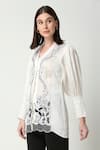 Buy_Neha Gursahani_White Viscose Organza Embroidered Floral Collared Shirt _Online_at_Aza_Fashions