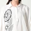 Neha Gursahani_White Cotton Linen Embroidered Bead Collared Floral Motif Shirt _at_Aza_Fashions