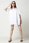 Buy_Neha Gursahani_White Cotton Linen Collared Cutwork Kaftan Shirt_at_Aza_Fashions