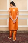 Shop_Sheetal Batra_Orange Kurta Silk Chanderi Embroidery Mehnoor Floral And Dhoti Pant Set_at_Aza_Fashions