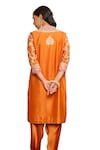 Sheetal Batra_Orange Kurta Silk Chanderi Embroidery Mehnoor Floral And Dhoti Pant Set_Online_at_Aza_Fashions