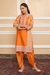 Sheetal Batra_Orange Kurta Silk Chanderi Embroidery Mehnoor Floral And Dhoti Pant Set _at_Aza_Fashions