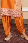 Buy_Sheetal Batra_Orange Kurta Silk Chanderi Embroidery Mehnoor Floral And Dhoti Pant Set