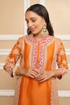 Sheetal Batra_Orange Kurta Silk Chanderi Embroidery Mehnoor Floral And Dhoti Pant Set_Online