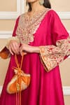 Shop_Sheetal Batra_Pink Choga Silk Chanderi Embroidery Kashmiri Tilla Mehrish Yoke And Salwar Set_Online_at_Aza_Fashions