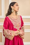 Sheetal Batra_Pink Choga Silk Chanderi Embroidery Kashmiri Tilla Mehrish Yoke And Salwar Set _at_Aza_Fashions