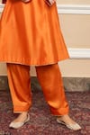 Sheetal Batra_Orange Choga Silk Chanderi Embroidery Kashmiri Mehrish Floral And Salwar Set_Online_at_Aza_Fashions