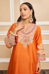 Sheetal Batra_Orange Choga Silk Chanderi Embroidery Kashmiri Mehrish Floral And Salwar Set _at_Aza_Fashions