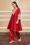 Buy_Sheetal Batra_Red Choga Silk Chanderi Embroidery Kashmiri Mehrish Applique And Salwar Set_Online_at_Aza_Fashions