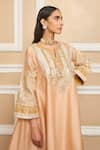Shop_Sheetal Batra_Pink Choga Silk Chanderi Embroidery Kashmiri Tilla Mohsina And Salwar Set_Online_at_Aza_Fashions