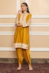 Buy_Sheetal Batra_Yellow Kurta Silk Chanderi Embroidery Kashmiri Myreen And Dhoti Pant Set_Online_at_Aza_Fashions